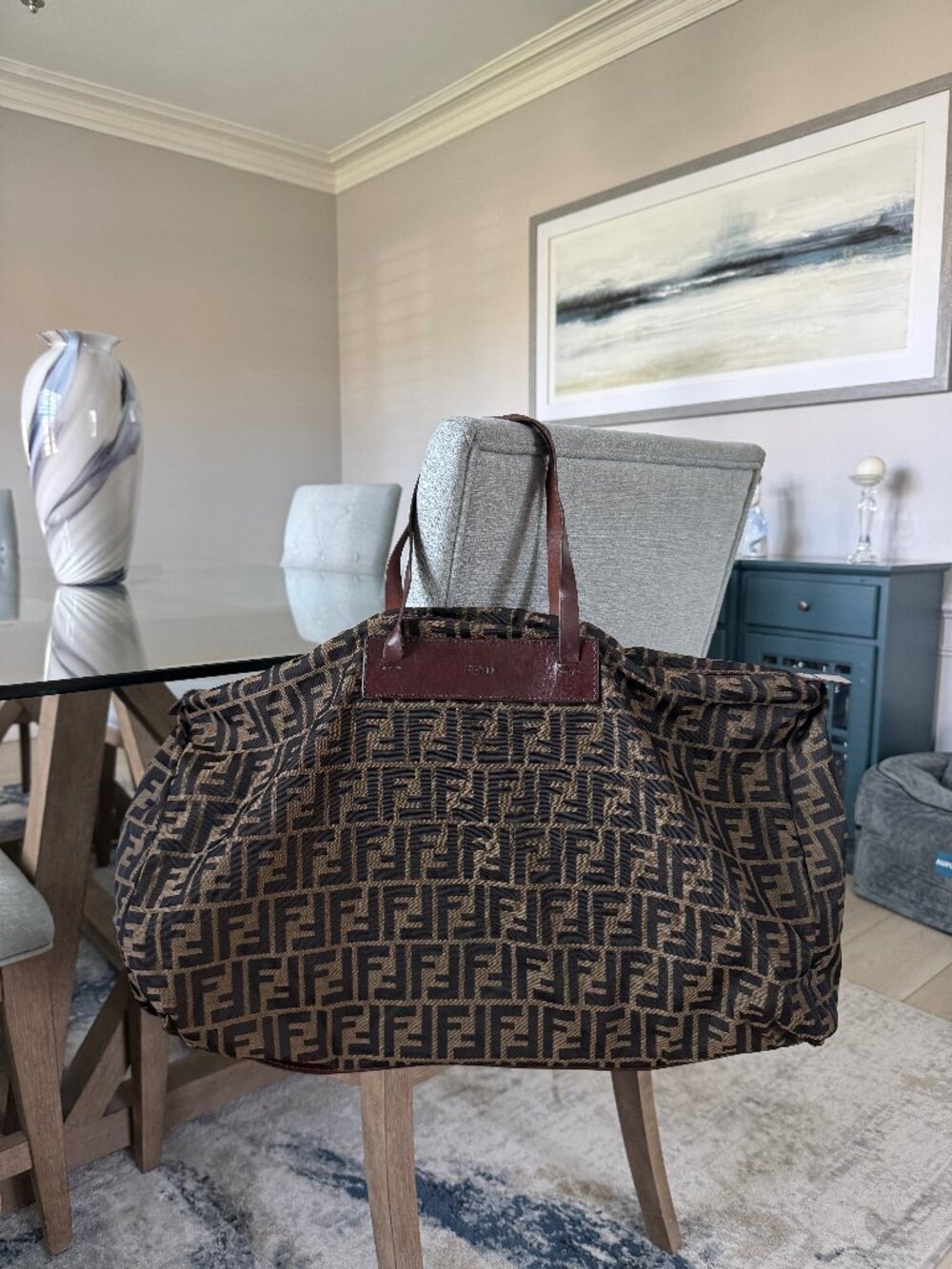 FENDI ZUCCA CANVAS Vintage Packable Weekender Duffle Bag Brown